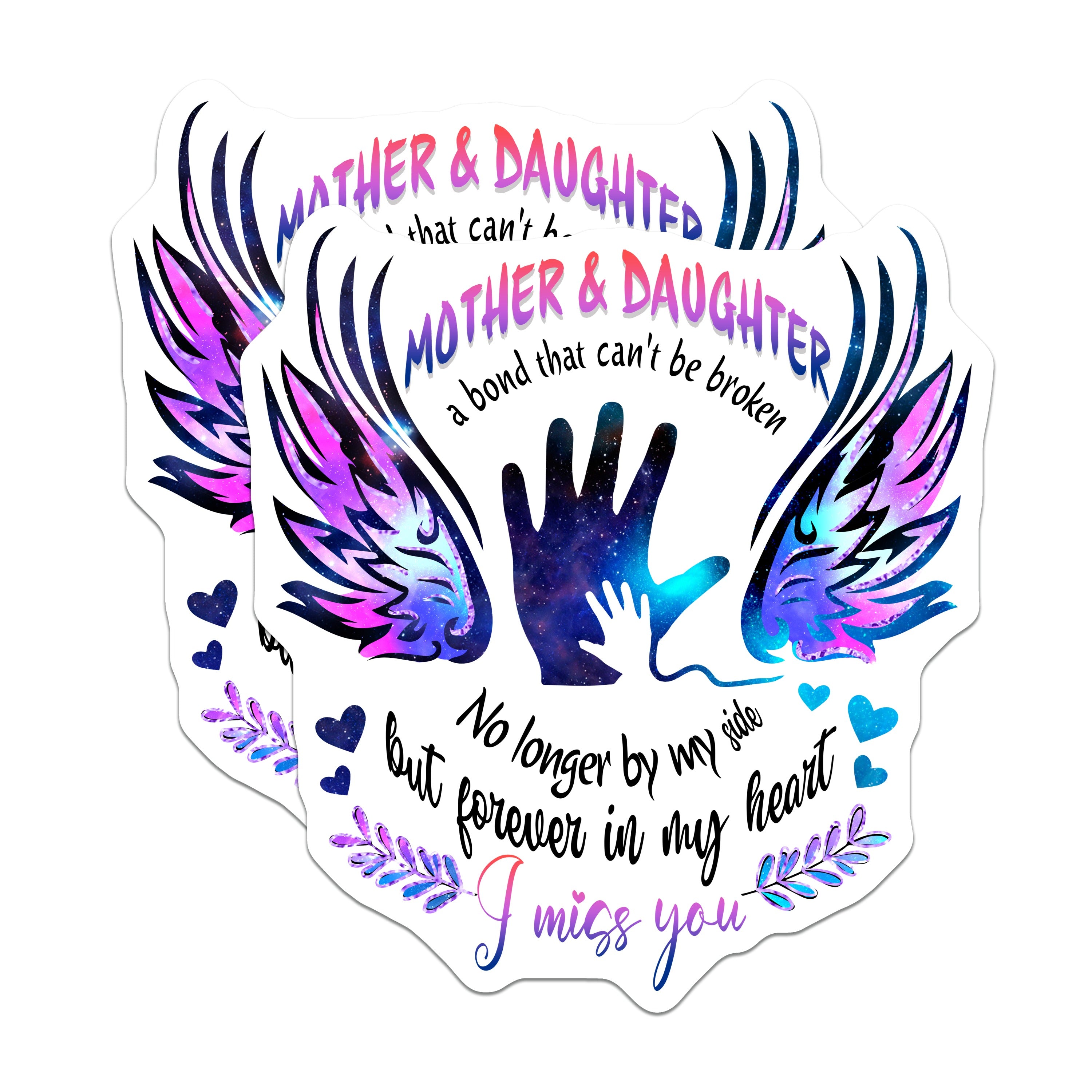 (2 Pack) Mother Daughter Magnets - Memorial Remembrance Decor - Celestial Bond Keepsake for Loved Ones - 5 Inches On Longest Side - Thick Durable Magnet - Made in USA - MAG37856
