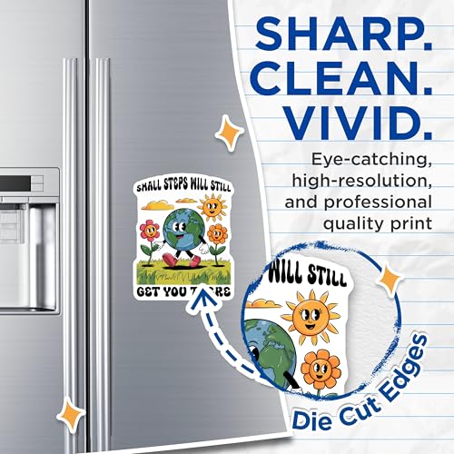 (2 Pack) Small Steps Will Still Get You There Magnets - Motivational World - Inspirational Floral - Cute Sun and Flower - 5" On Longest Side - for Cars, Fridges, Toolboxes - Made in USA - MAG7697