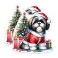 (2 Pack) Christmas Shih Tzu Magnets - Santa Puppy Decor - Holiday Dog Lover Refrigerator Accent - 5 Inches On Longest Side - Thick Durable Magnet - Made in USA - MAG30336