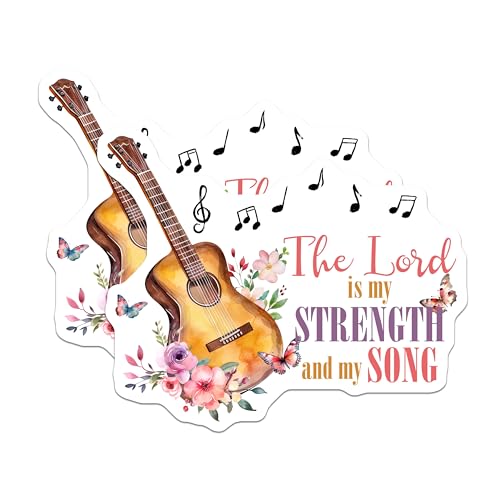 (2 Pack) Inspirational Christian Stickers - Guitar Floral Decor - 5" On Longest Side - Sticks to Smooth Flat Surfaces - Made in USA - BMCS8570 - BMCS8570