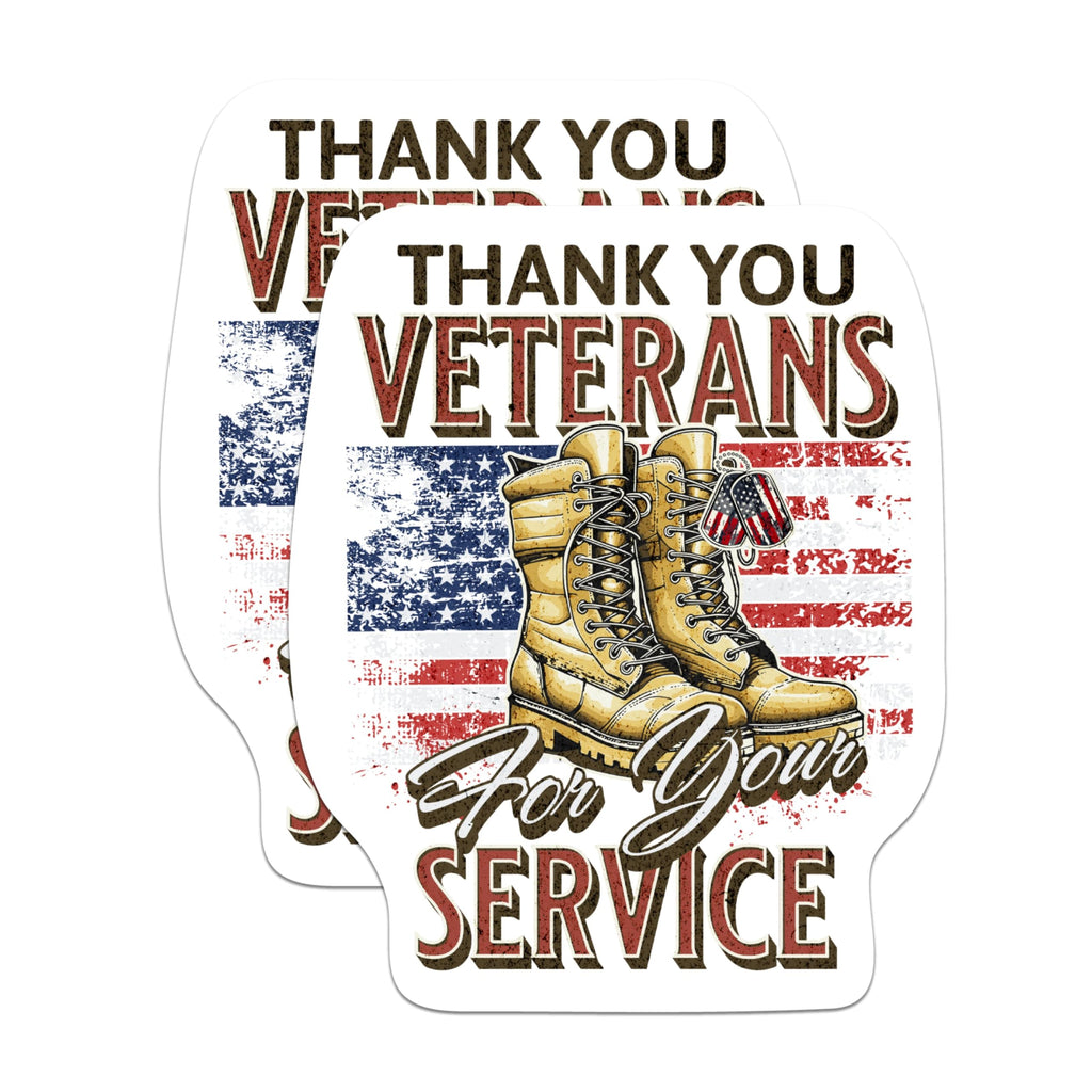 (2 Pack) Thank You Veterans for Your Service Magnets - USA Flag Army Military Service - 5 Inches On Longest Side - Premium Magnet - for Cars, Refrigerators, Toolboxes - Made in USA - MAG2197