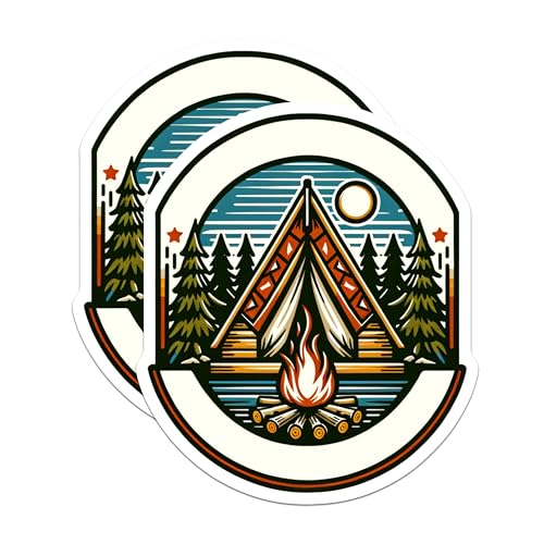 (2 Pack) Camping Trip Magnets - Outdoor Adventure - Woodland Campfire Scene Fridge Decor - 5" On Longest Side - for Cars, Fridges, Toolboxes - Made in USA - MAG6940