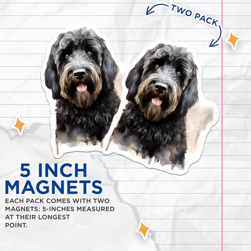 (2 Pack) Watercolor Labradoodle Goldendoodle Magnets - Pet Lover Dog Mom Dad - Animal Fridge Locker Decor - 5 Inches On Longest Side - Thick Durable Magnet - Made in USA - MAG29348