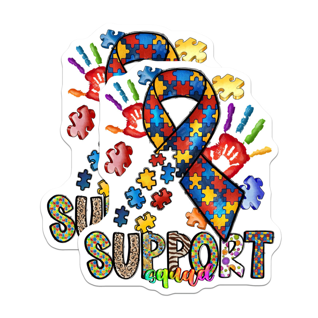 (2 Pack) Autism Awareness Magnets - Support Squad Puzzle Piece - Neurodiversity Rainbow Acceptance - 5 Inches On Longest Side - Thick Durable Magnet - Made in USA - MAG26869