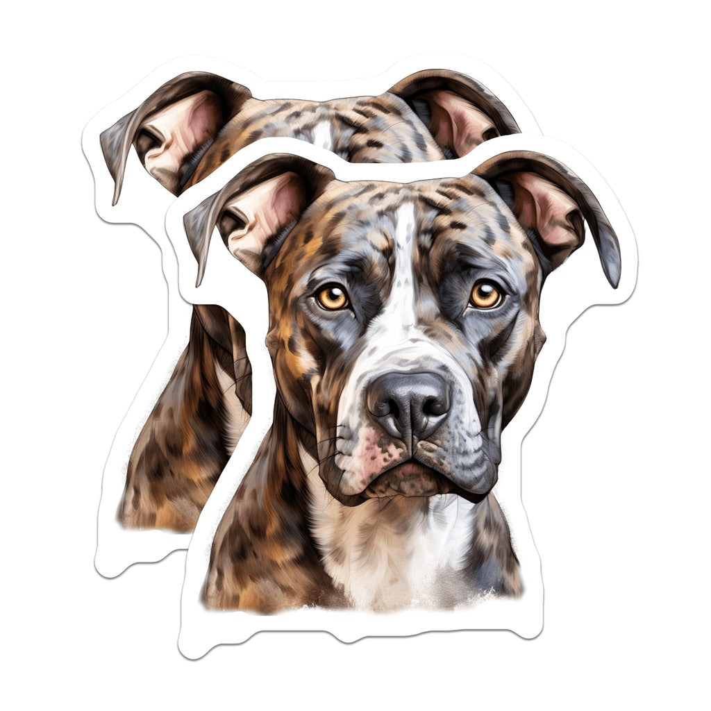 (2 Pack) Brindle American Bulldog Magnets - Artistic Dog Portrait - Pet Lover Decor - Canine Companion Fridge Decals - 5 Inches On Longest Side - Thick Durable Magnet - Made in USA - MAG24684