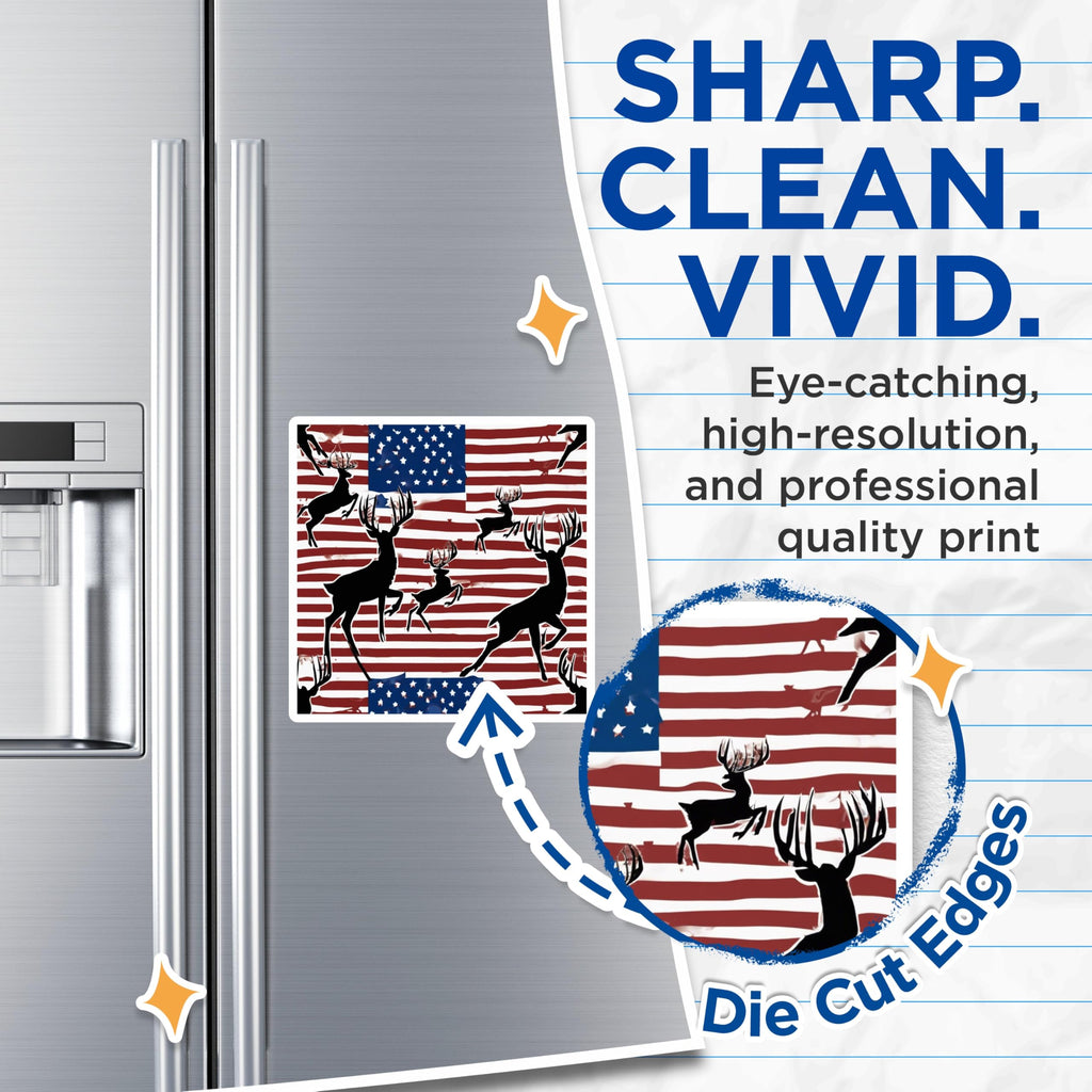 (2 Pack) Deer Silhouette Magnets - American Flag Hunting Design - Patriotic Wildlife Vehicle Decor - 5 Inches On Longest Side - Thick Durable Magnet - Made in USA - MAG19984