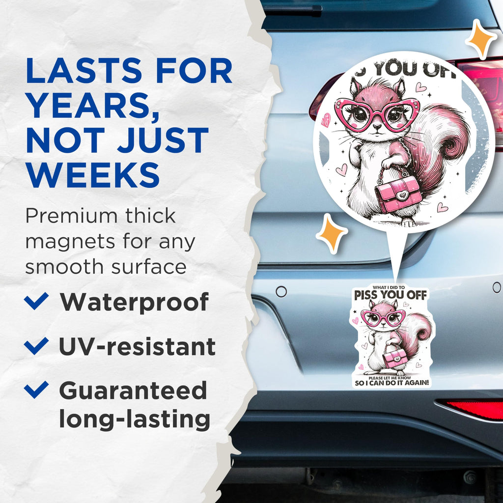 (2 Pack) Funny Squirrel Magnets - Humorous Refrigerator - Novelty Kitchen Magnets with Geeky Glasses - 5" On Longest Side - for Cars, Fridges, Toolboxes - Made in USA - MAG4053