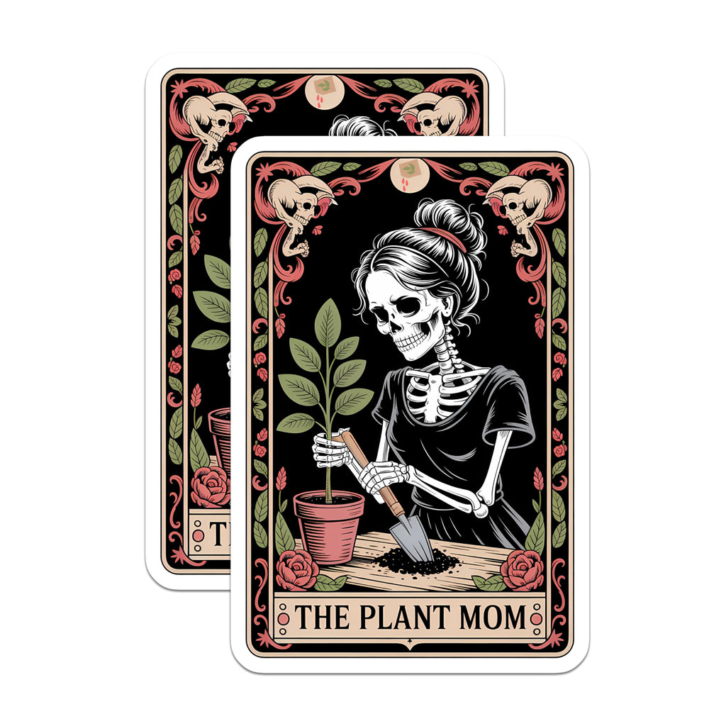 (2 Pack) Plant Mom Magnets - Skeleton Gardener - Botanical Lover Fridge Decor - 5" On Longest Side - Premium Magnet - for Cars, Refrigerators, Toolboxes, Lockers - Made in USA - MAG15690