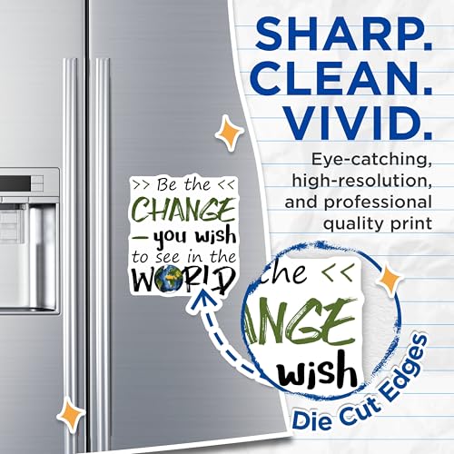 (2 Pack) Inspirational Quote Magnets - Be The Change - Motivational Home Decorations - 5" On Longest Side - for Cars, Fridges, Toolboxes - Made in USA - MAG7696