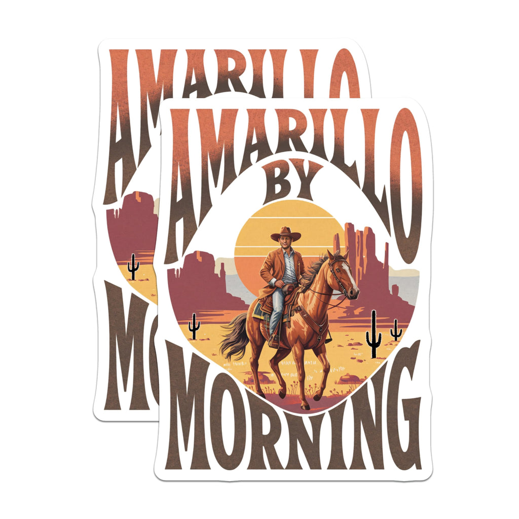 (2 Pack) Amarillo By Morning Magnets - Cowboy Riding Horse Decor - Western Country Music Fan - 5 Inches On Longest Side - Thick Durable Magnet - Made in USA - MAG20867
