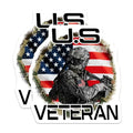 (2 Pack) U.S Veteran Stickers - Patriotic Military Veteran - American Flag Soldier Army - 5" On Longest Side - Sticks to Smooth Flat Surfaces - Made in USA - BMCS5824