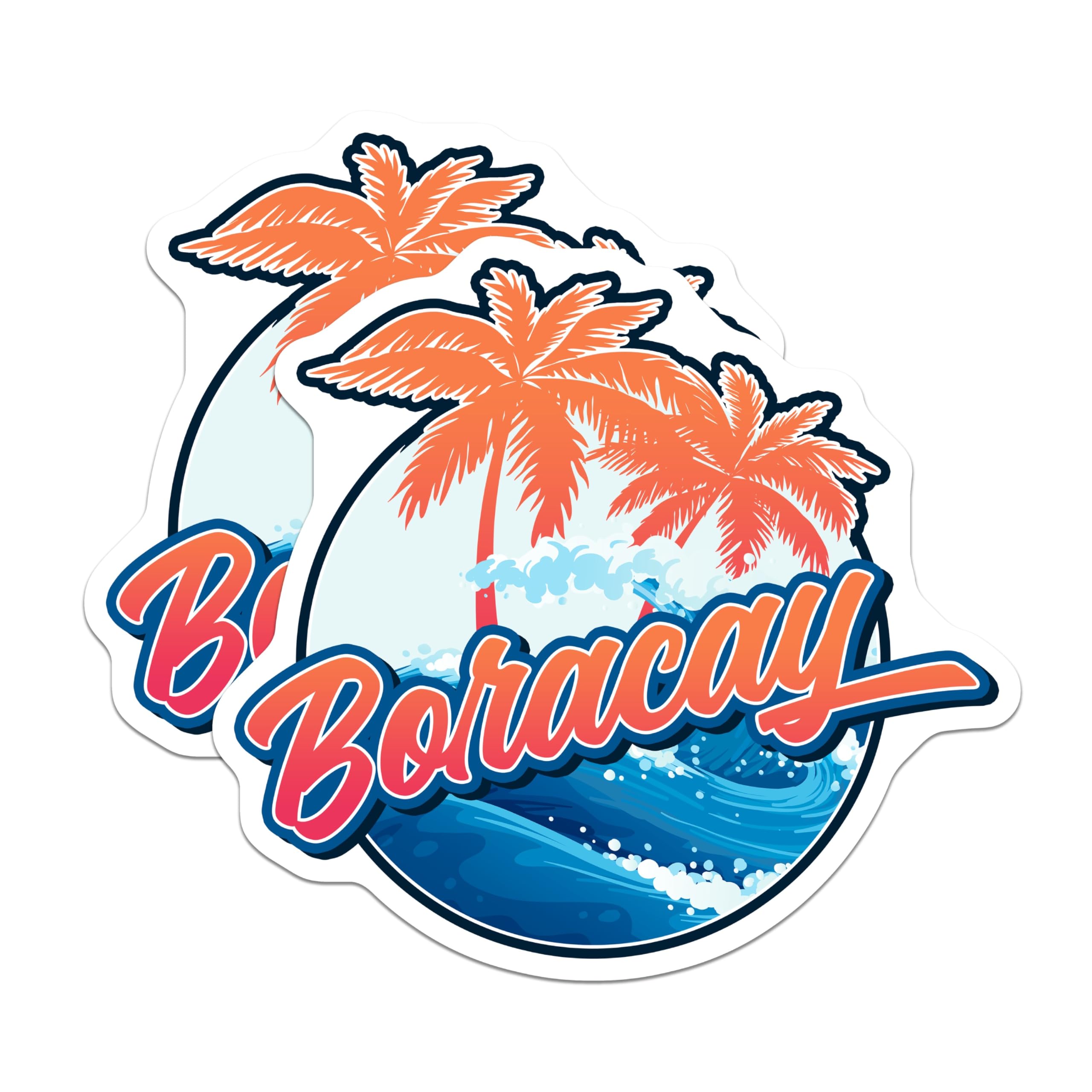 (2 Pack) Boracay Magnets - Tropical Island Souvenir - Philippine Travel Memento - 5 Inches On Longest Side - Thick Durable Magnet - Made in USA - MAG19305