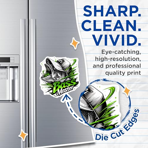 (2 Pack) Bass Master Magnets - Fishing Enthusiast Magnets - Fisherman Hat Magnets - 5" On Longest Side - for Cars, Refrigerators, Toolboxes, Lockers - Made in USA BMCS3357