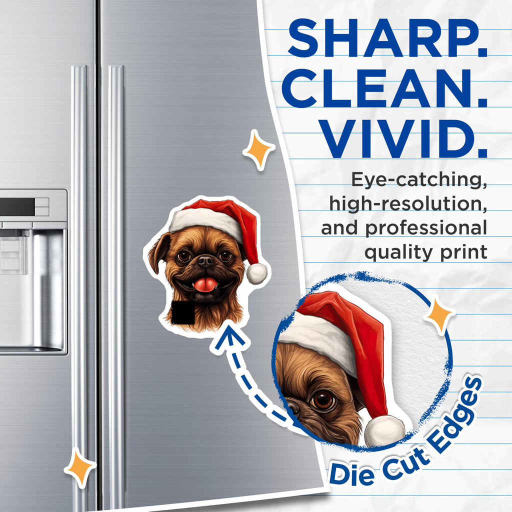 (2 Pack) Christmas Dog Magnets - Santa Hat Doggy - Festive Fridge Decoration - 5 Inches On Longest Side - Thick Durable Magnet - Made in USA - MAG29857