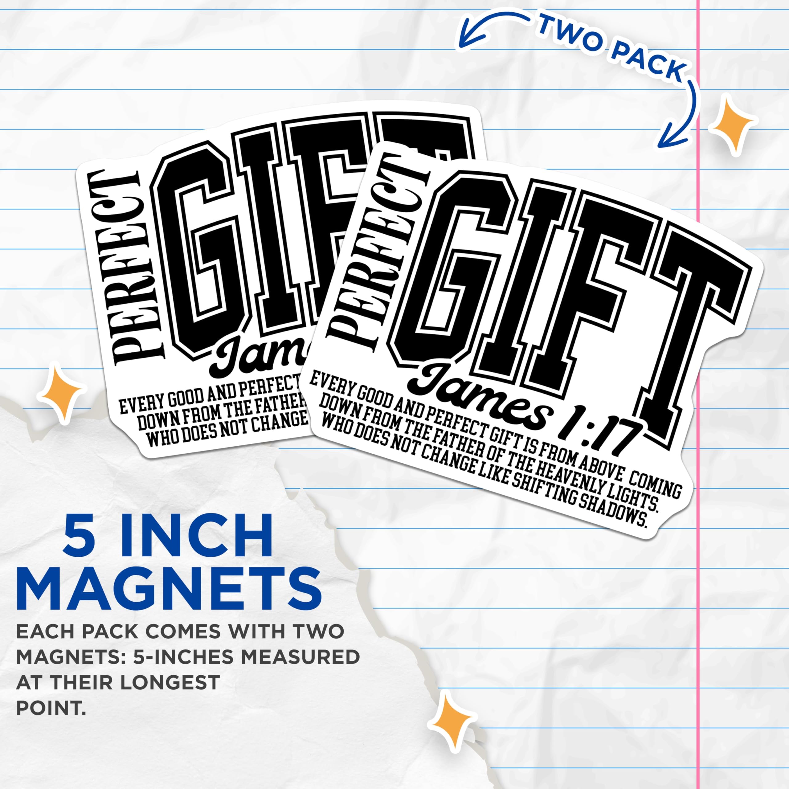 (2 Pack) James 1:17 Magnets - Christian Scripture Verse - Faith Inspiration Decor - 5 Inches On Longest Side - Thick Durable Magnet - Made in USA - MAG27949