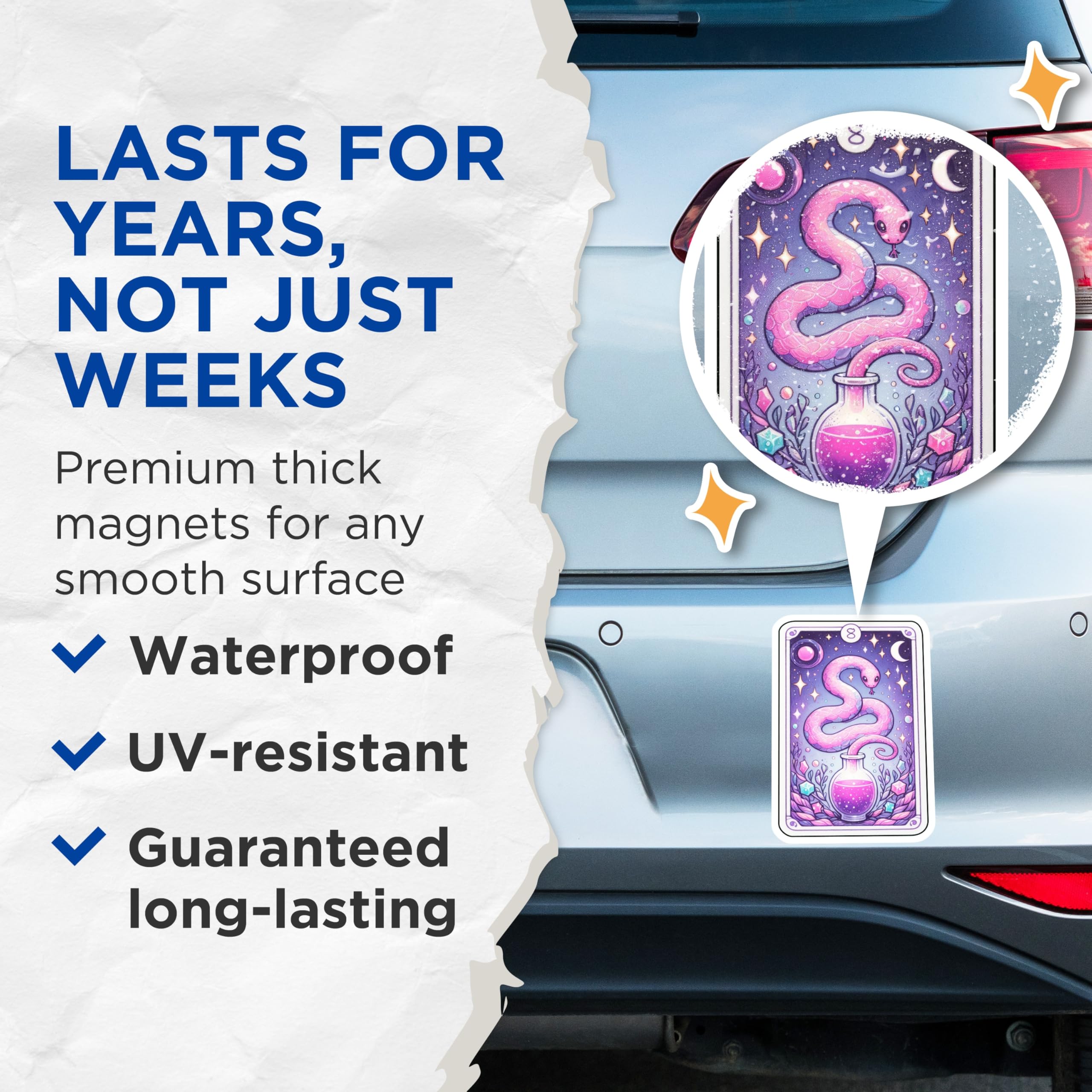 (2 Pack) Pink Snake Magnets - Whimsical Cosmic Serpent Art - Mystical Potion Vial Design - Celestial Pastel Fantasy Aesthetic - 5 Inches On Longest Side - Thick Durable Magnet - Made in USA - MAG20538