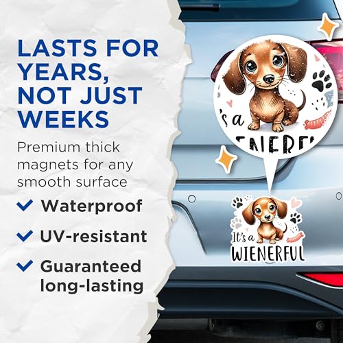 (2 Packs) It's A Wienerful Magnets - Funny Dachshund Weiner Dog Breed Magnets - 5 Inches On Longest Side - Premium Magnet - for Fridges, Toolboxes, Cars - Made in USA - MAG2374