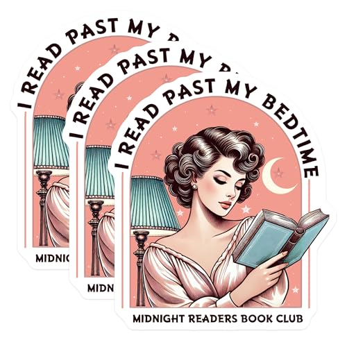 (3 Pack) Midnight Readers Decals - Book Club - Vintage Lady Reading Decal- 3 Inches On Longest Side - Easy Peel & Apply - Made in USA - 3MCS5208