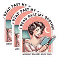 (3 Pack) Midnight Readers Decals - Book Club - Vintage Lady Reading Decal- 3 Inches On Longest Side - Easy Peel & Apply - Made in USA - 3MCS5208