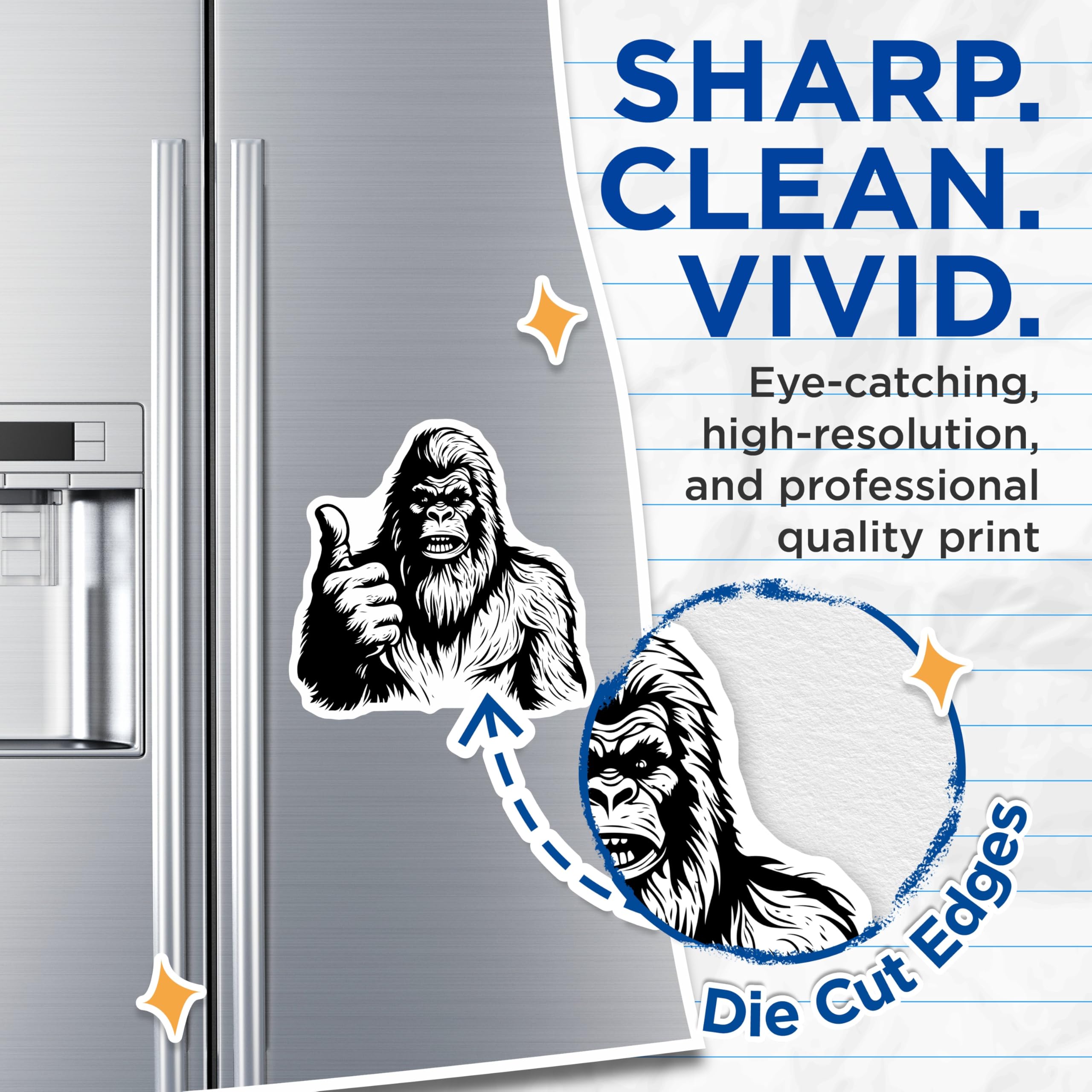 (2 Pack) Gorilla Thumbs Up Magnets - Strong Primate Decor - Positive Vibe Refrigerator Display - 5 Inches On Longest Side - Thick Durable Magnet - Made in USA - MAG20330