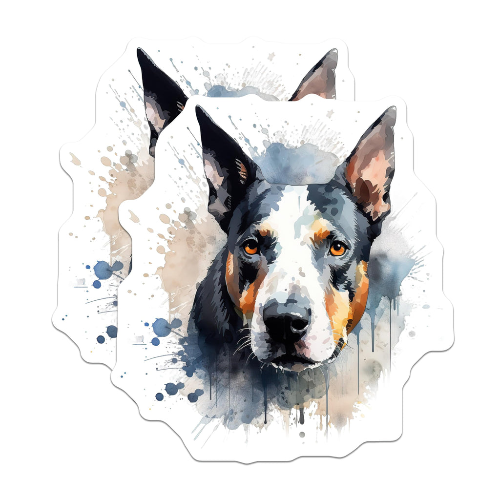 (2 Pack) Blue Heeler Magnets - Australian Cattle Dog Art - Watercolor Pet Decor - 5 Inches On Longest Side - Thick Durable Magnet - Made in USA - MAG23278