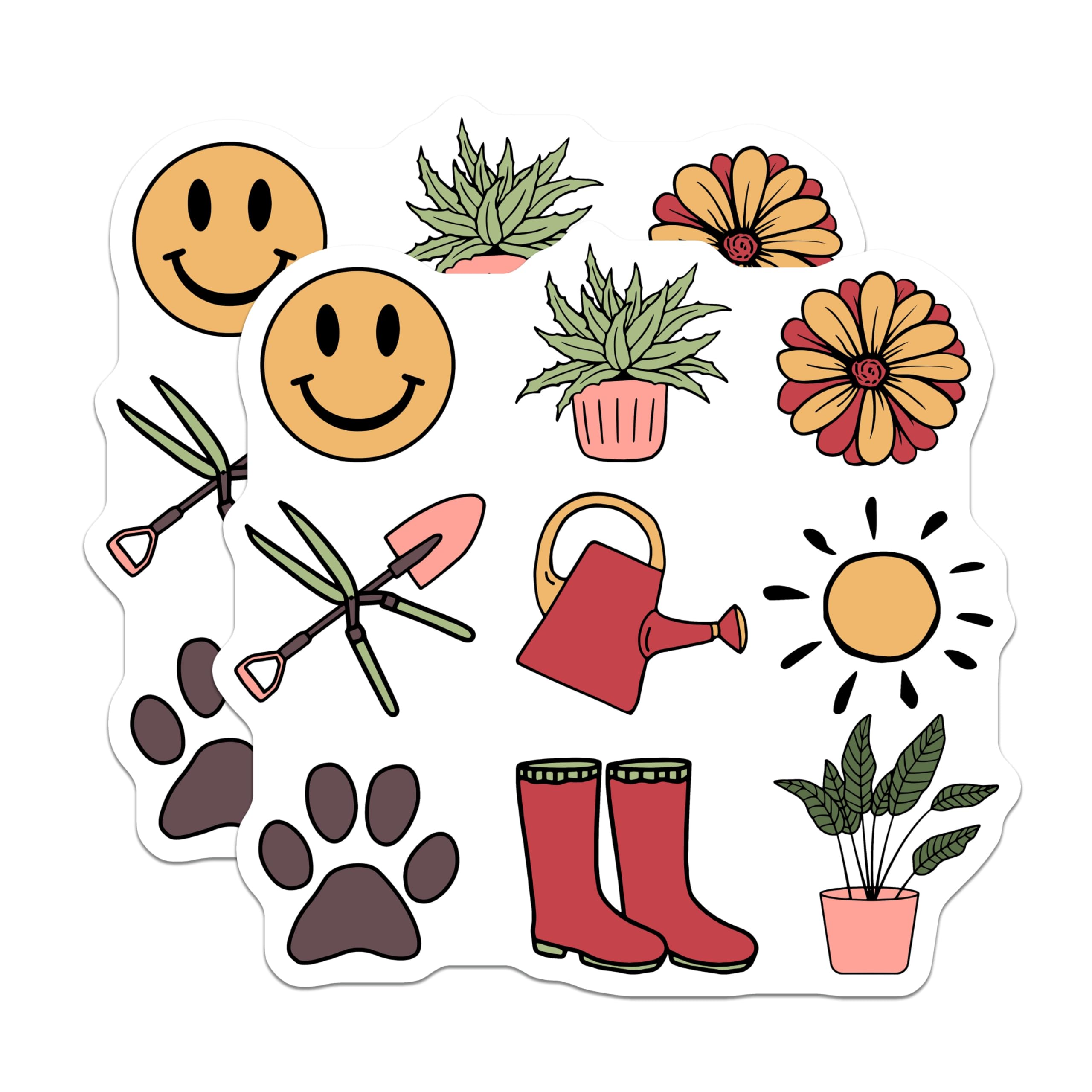 (2 Pack) Gardening Icons Magnets - Smiley Face- Plant Lady - Flower Power - 5" On Longest Side - Premium Magnet - for Cars, Refrigerators, Toolboxes, Lockers - Made in USA - MAG18218