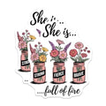 (2 Pack) She is Strong Fierce Brave Stickers - Inspirational Floral Quote - Motivational Waterproof Decal for Laptops - 5" On Longest Side - Sticks to Smooth Flat Surfaces - Made in USA - BMCS6646
