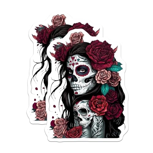 (2 Pack) Sugar Skull Magnets Magnets - Day of The Dead - 5" On Longest Side - Made in USA - Sticks to Refrigerators & Metal Surfaces - MAG9205