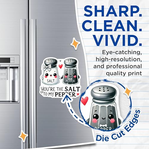 (2 Pack) Salt and Pepper Couple Magnets - Funny Kitchen Magnets - Cute Salt and Pepper Shakers - 5" On Longest Side - for Cars, Refrigerators, Toolboxes, Lockers - Made in USA MAG3559
