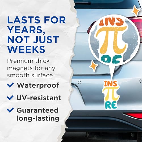 (2 Pack) Inspire Magnets - Motivational Quotes - Pi Symbol - 5" On Longest Side - for Cars, Fridges, Toolboxes - Made in USA - MAG8171