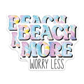 (2 Pack) Beach More Worry Less Stickers - Inspirational Quote Stickers - Colorful Motivational Stickers - 5" On Longest Side - Sticks to Smooth Flat Surfaces - Made in USA - BMCS3870