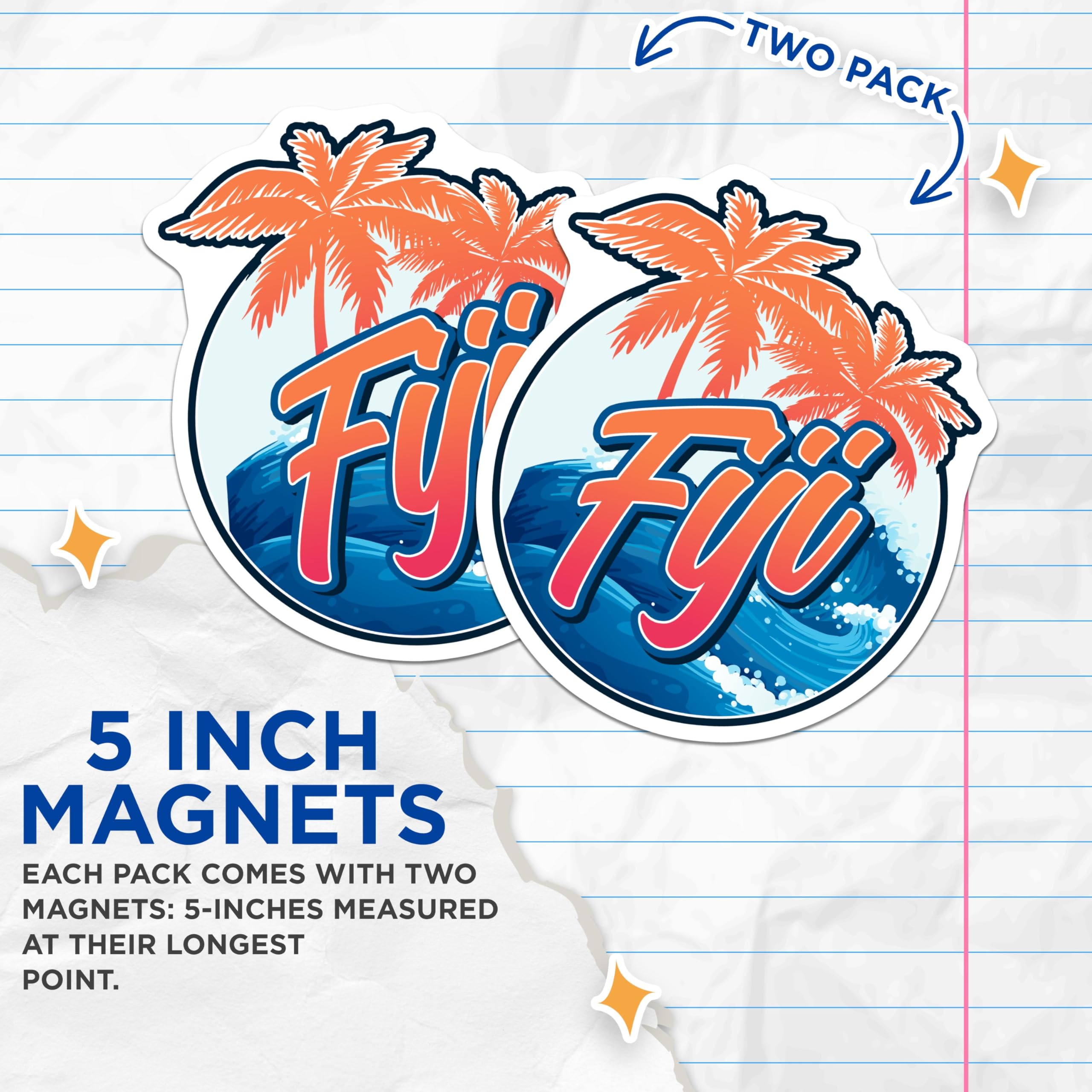 (2 Pack) Fyii Island Magnets - Tropical Palm Tree Ocean Wave Decor - Refrigerator Souvenirs for Beach Lovers - 5 Inches On Longest Side - Thick Durable Magnet - Made in USA - MAG19460
