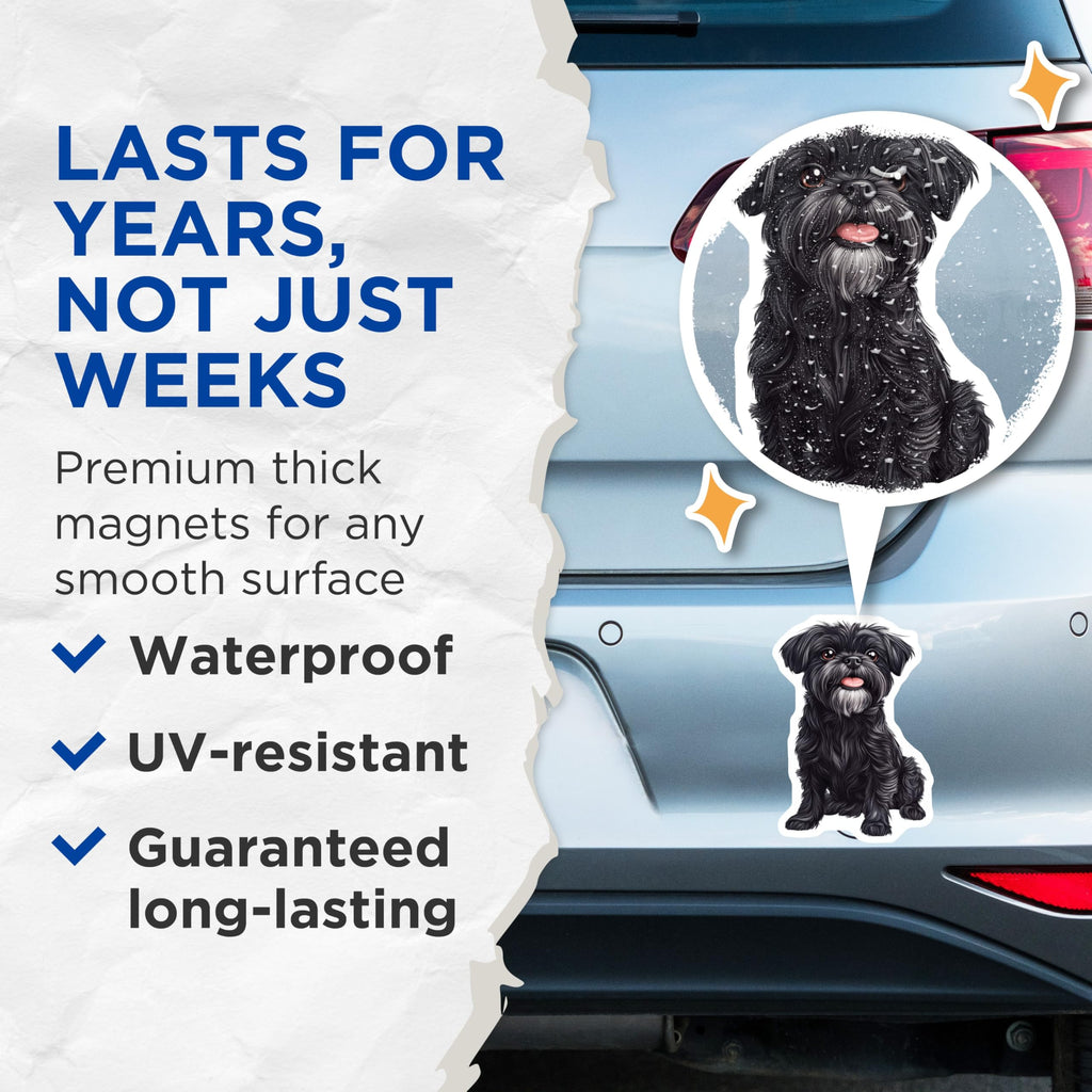 (2 Pack) Black Shaggy Dog Magnets - Cute Pet Lover - Terrier Mix Art for Dog Parents - 5 Inches On Longest Side - Thick Durable Magnet - Made in USA - MAG29505