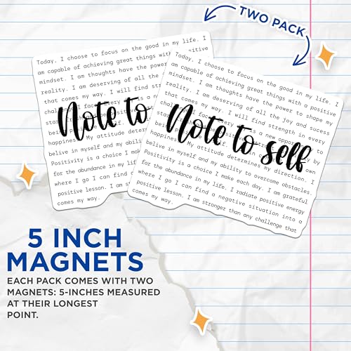 (2 Pack) Motivational Quote Magnets - Note to Self - Positive Affirmations for Daily Inspiration - 5" On Longest Side - for Cars, Fridges, Toolboxes - Made in USA - MAG7040