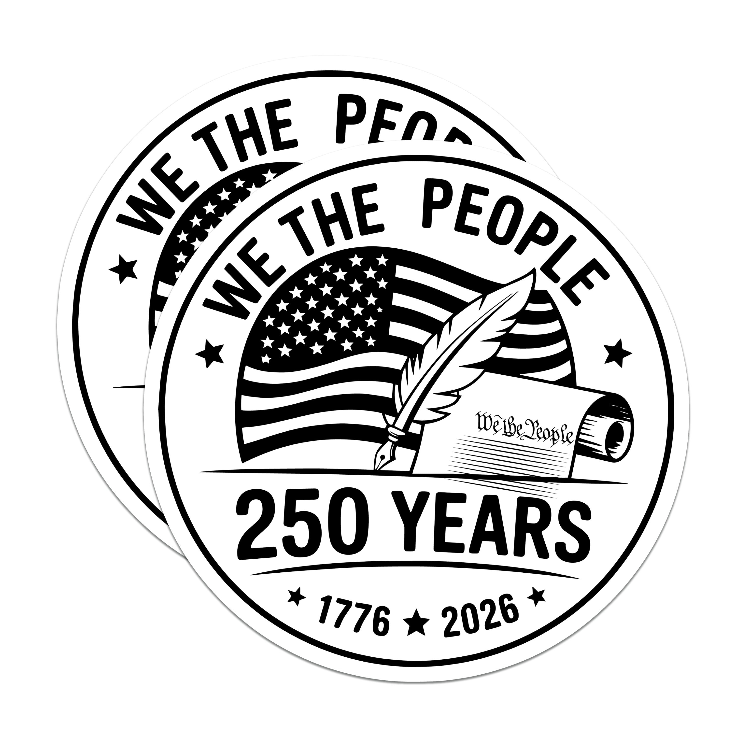 (2 Pack) We The People 250 Year Magnets - Constitution Bicentennial - American History Commemorative - 5 Inches On Longest Side - Thick Durable Magnet - Made in USA - MAG39361