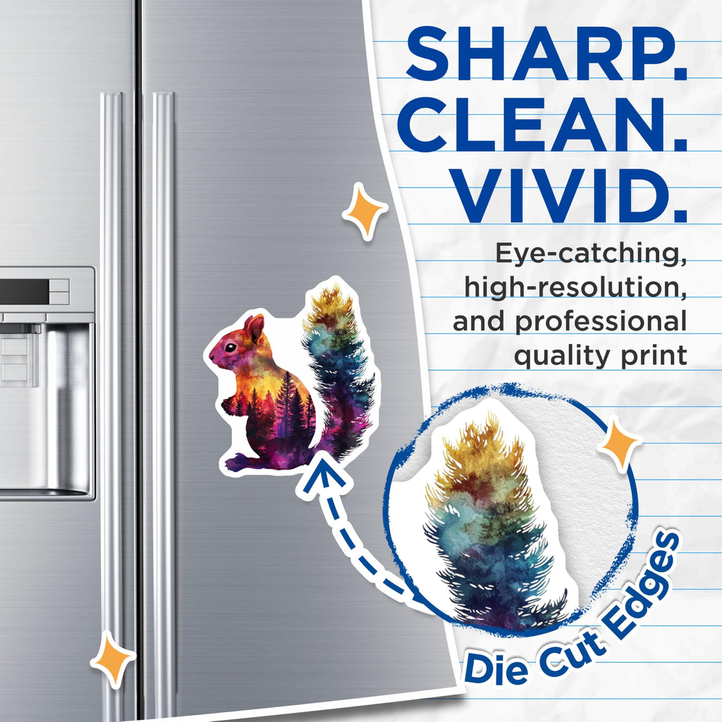(2 Pack) Squirrel Magnets - Watercolor Forest - Animal Fridge Magnets - 5" On Longest Side - Premium Magnet - for Cars, Refrigerators, Toolboxes, Lockers - Made in USA - MAG15340