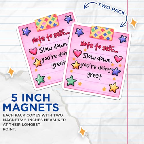 (2 Pack) Positive Note to Self Magnets - Slow Down Quote - Inspirational Star Design - 5" On Longest Side - for Cars, Fridges, Toolboxes - Made in USA - MAG8322