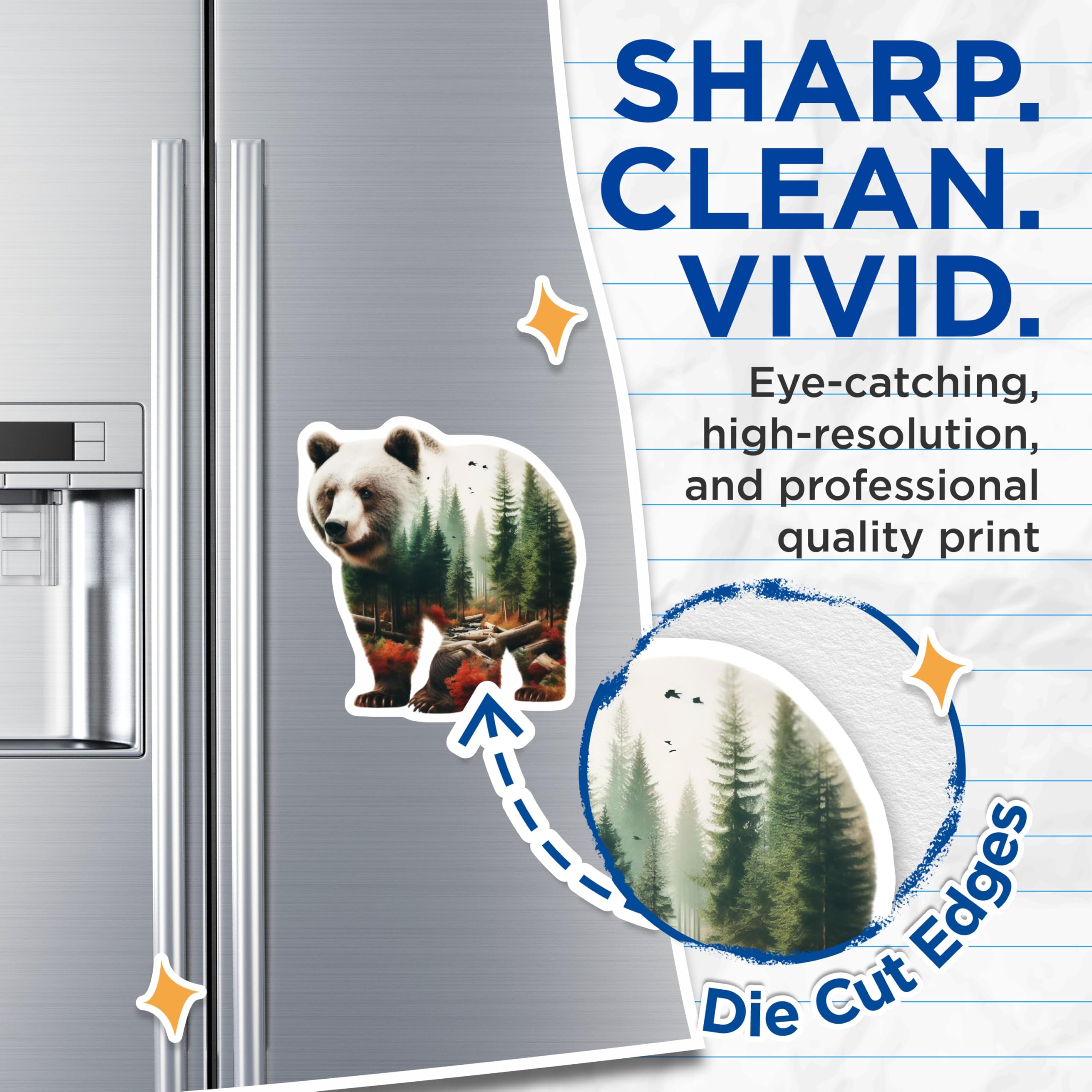 (2 Pack) Bear Forest Magnets - Grizzly Scene - Nature Lover Refrigerator Decor - 5" On Longest Side - Premium Magnet - for Cars, Refrigerators, Toolboxes, Lockers - Made in USA - MAG15169