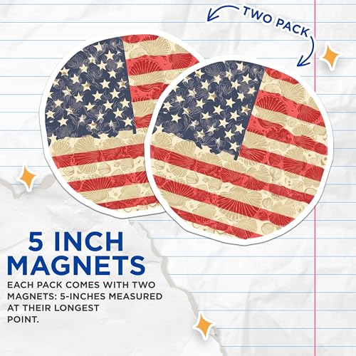 (2 Pack) American Flag Magnets Magnets - Patriotic USA Decor - 5" On Longest Side - Made in USA - Sticks to Refrigerators & Metal Surfaces - MAG8974