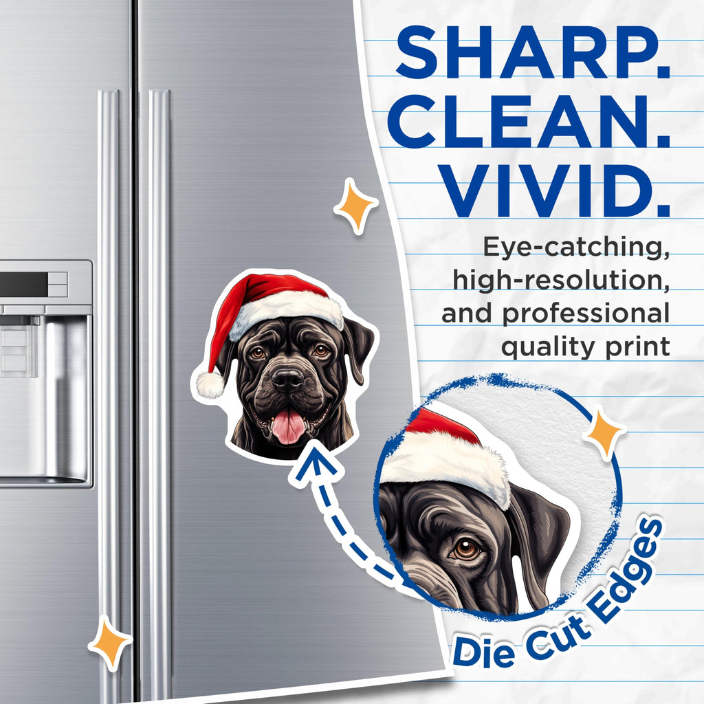 (2 Pack) Cane Corso Christmas Magnets - Santa Hat Dog - Pet Lover Holiday Decor - 5 Inches On Longest Side - Thick Durable Magnet - Made in USA - MAG28037