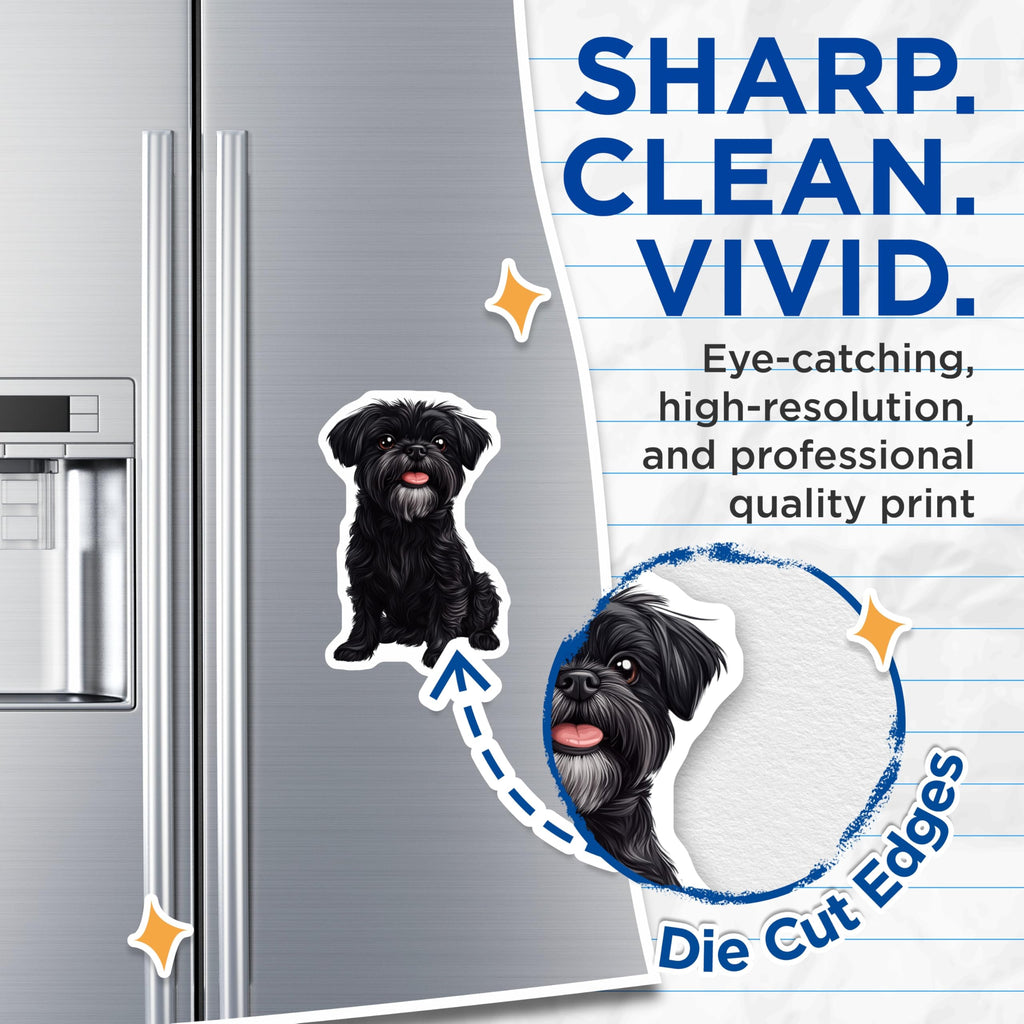 (2 Pack) Black Shaggy Dog Magnets - Cute Pet Lover - Terrier Mix Art for Dog Parents - 5 Inches On Longest Side - Thick Durable Magnet - Made in USA - MAG29505