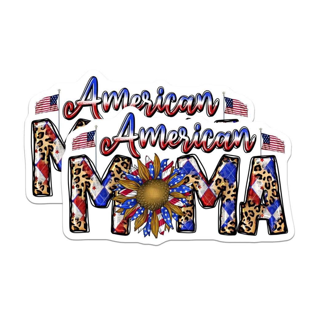 (2 Pack) American Mama Magnets - Patriotic Leopard Print Sunflower - USA Flag Refrigerator Decor - 5 Inches On Longest Side - Thick Durable Magnet - Made in USA - MAG24732