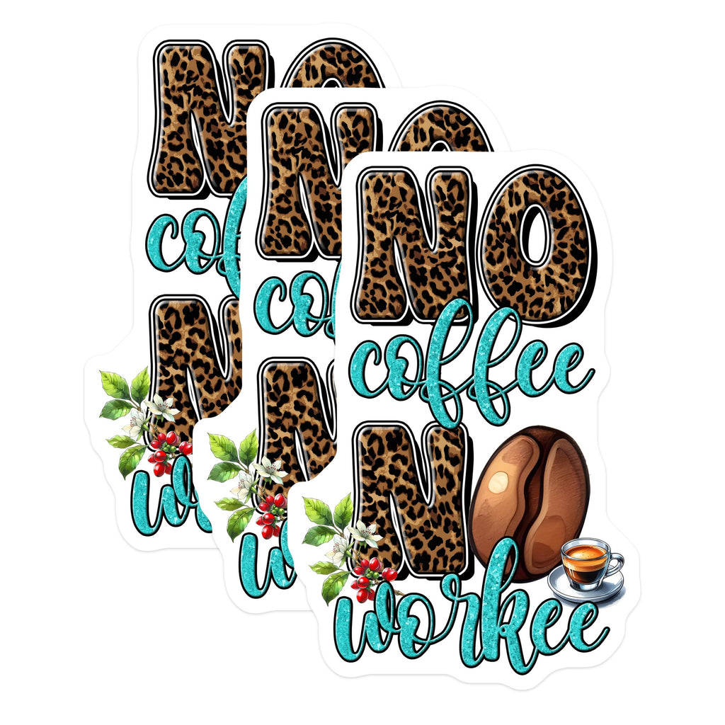 (3 Pack) No Coffee No Workee Decals - Coffee Lover - Laptop Decals - 3 Inches On Longest Side - Easy Peel & Apply - Made in USA - 3MCS6301