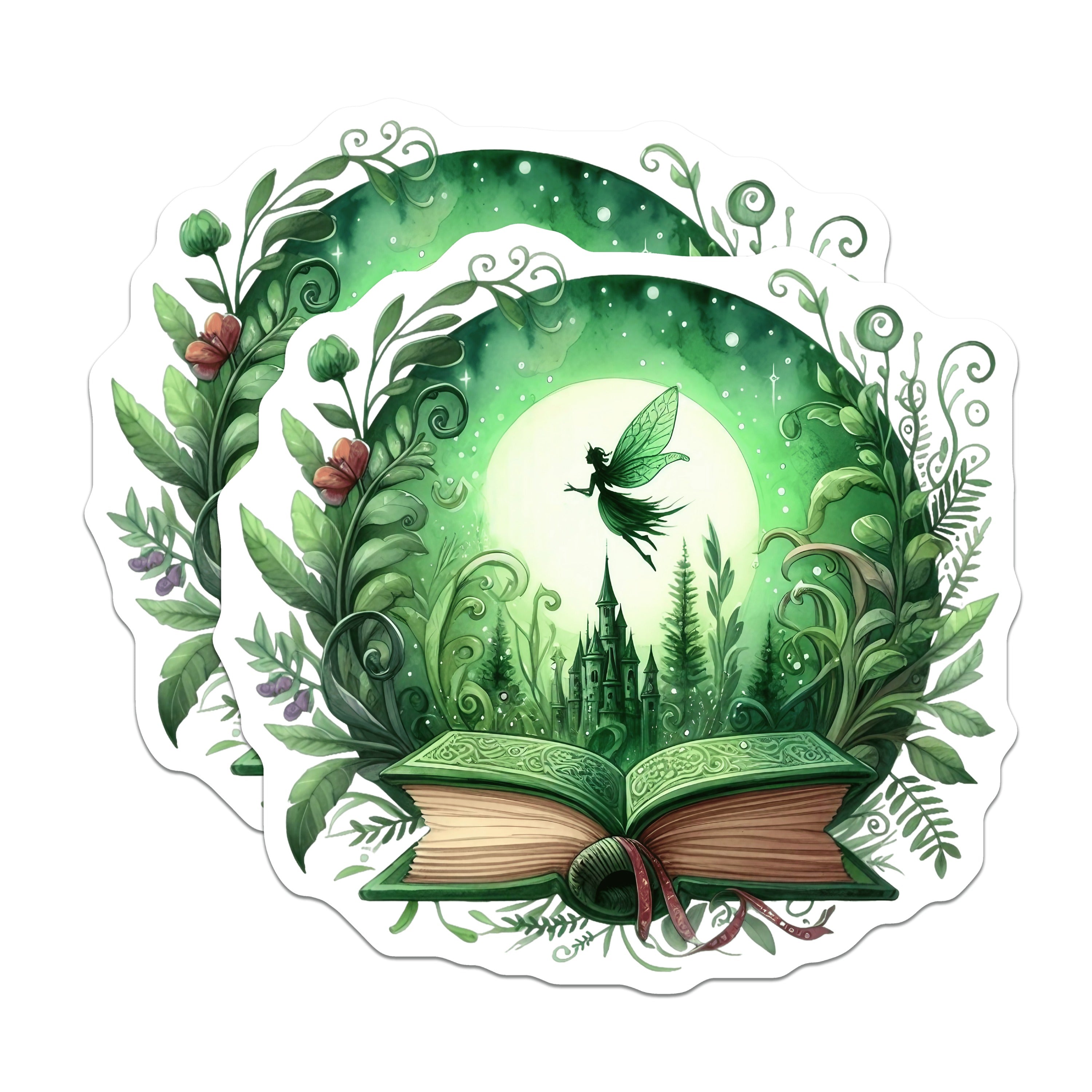 (2 Pack) Fairycore Book Magnets - Fantasy Forest Scene - Whimsical Castle Art - 5 Inches On Longest Side - Thick Durable Magnet - Made in USA - MAG39059