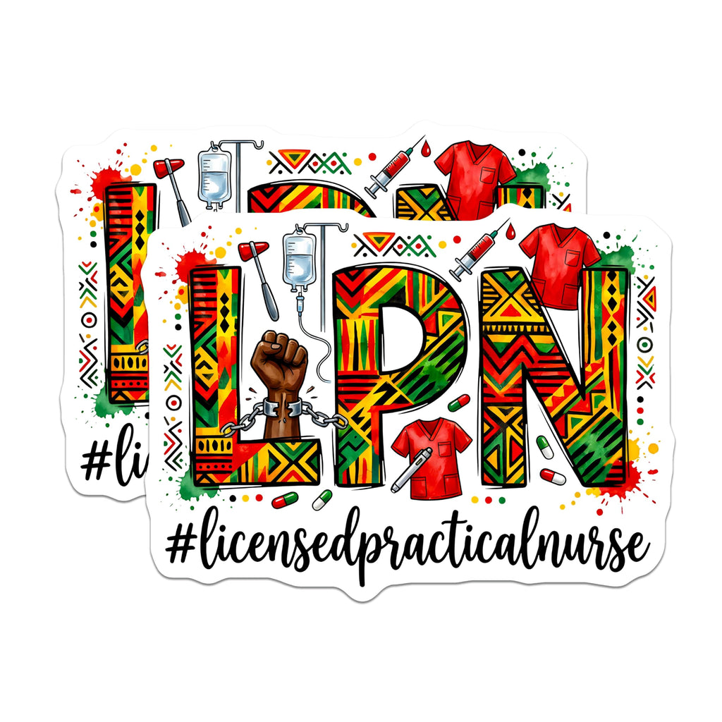 (2 Pack) LPN Nurse Magnets - Afrocentric Healthcare Design - Black Nurse Appreciation Gifts - 5 Inches On Longest Side - Thick Durable Magnet - Made in USA - MAG26385