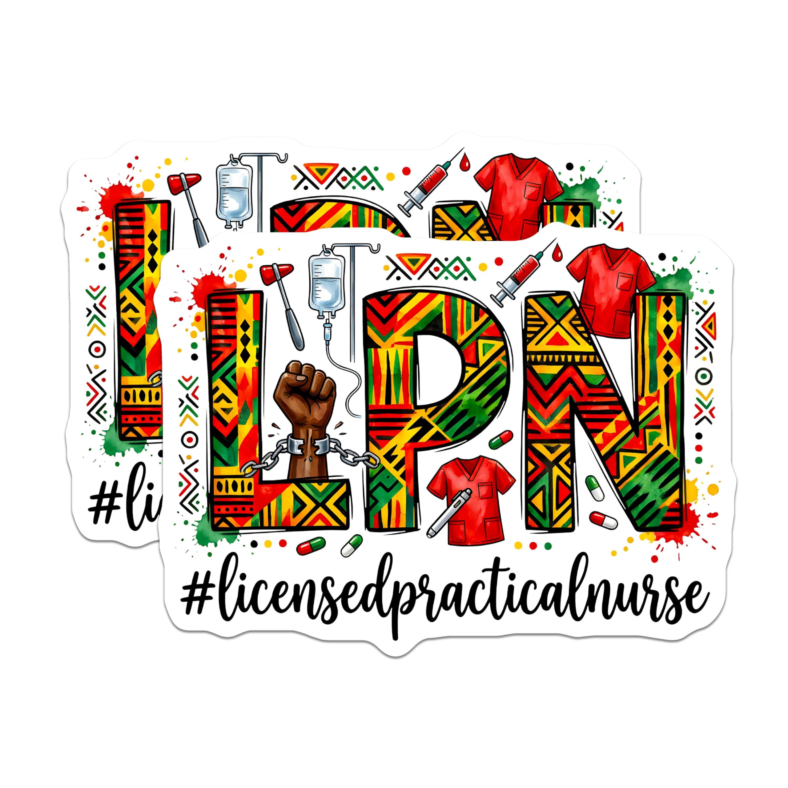 (2 Pack) LPN Nurse Magnets - Afrocentric Healthcare Design - Black Nurse Appreciation Gifts - 5 Inches On Longest Side - Thick Durable Magnet - Made in USA - MAG26385