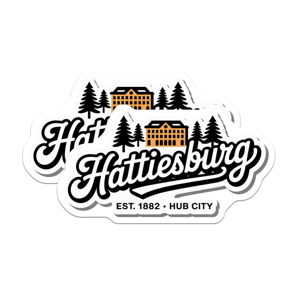 (2 Pack) Hattiesburg Magnets - Mississippi Souvenir - Hub City Decor - 5" On Longest Side - Premium Magnet - for Cars, Refrigerators, Toolboxes, Lockers - Made in USA - MAG18664