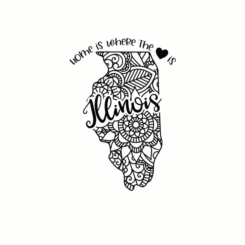 (3 Pack) Illinois Decals - Home State Love - Mandala Art Stickers - 3 Inches On Longest Side - Easy Peel & Apply - Made in USA - 3MCS7822