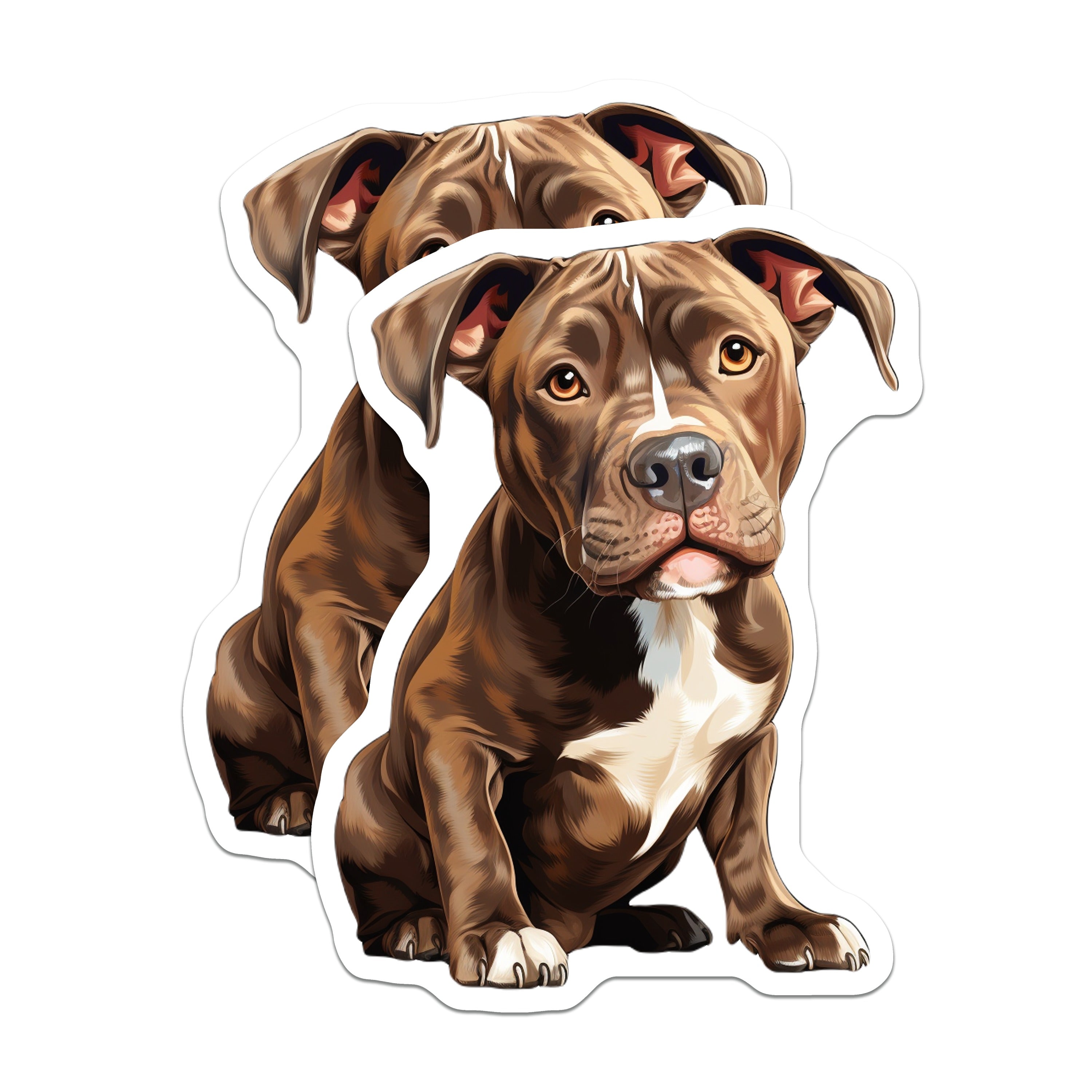 (2 Pack) Pitbull Dog Magnets - Brown Pitbull Art - Loyal Companion Refrigerator Decor - Dog Mom Pet Parent Accessory - 5 Inches On Longest Side - Thick Durable Magnet - Made in USA - MAG37699