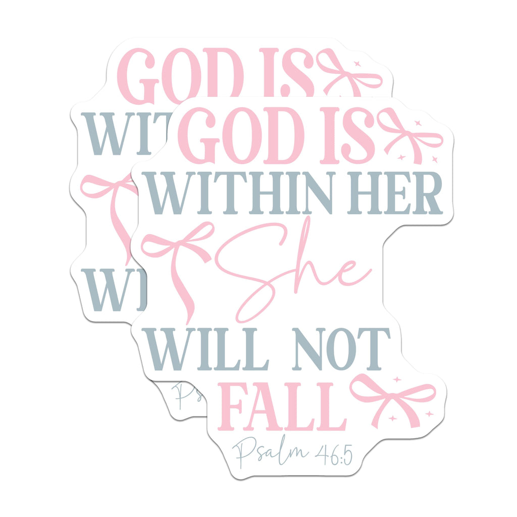 (2 Pack) God is Within Her Magnets - Psalm 46:5 Scripture - Christian Woman Inspiration - Faith Home Decor - 5 Inches On Longest Side - Thick Durable Magnet - Made in USA - MAG26541